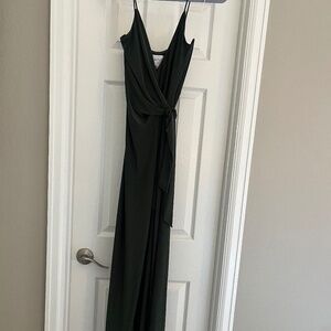Dark olive green wrap dress